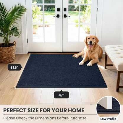 PURRUGS Dirt Trapping Door Mat 20" x 31.5", Non-Slip Machine Washable Entryway Rug, Dog Doormat, Indoor Front Door Mat, Super Absorbent Entry Rug for Muddy Shoes & Paws, Bluish Grey-Black