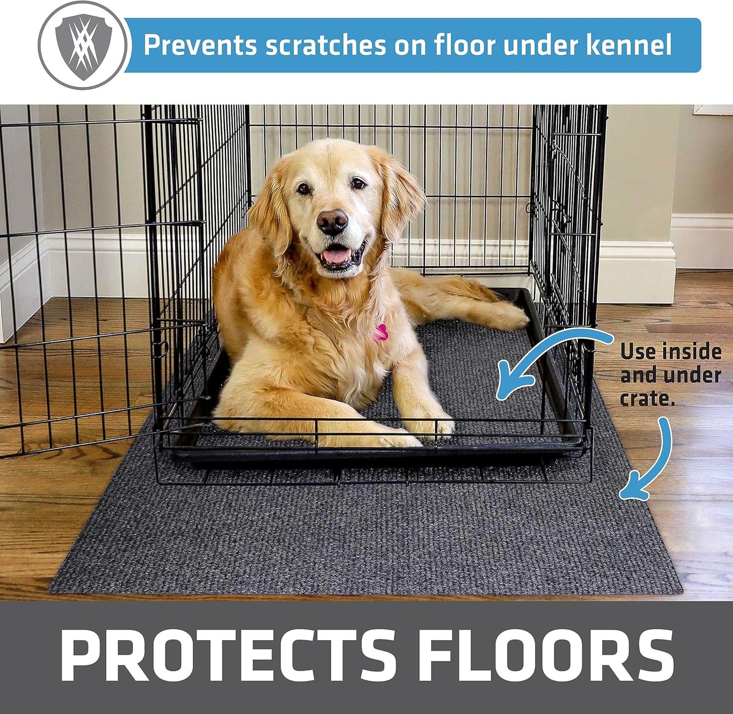 Drymate Dog Crate Mat Liner, Absorbs Urine, Waterproof, Non-Slip, Washable Puppy Pee Pad for Kennel Training - Use Under Pet Cage to Protect Floors, Thin Cut to Fit Design (USA Made) (LGrey)(29"x48")