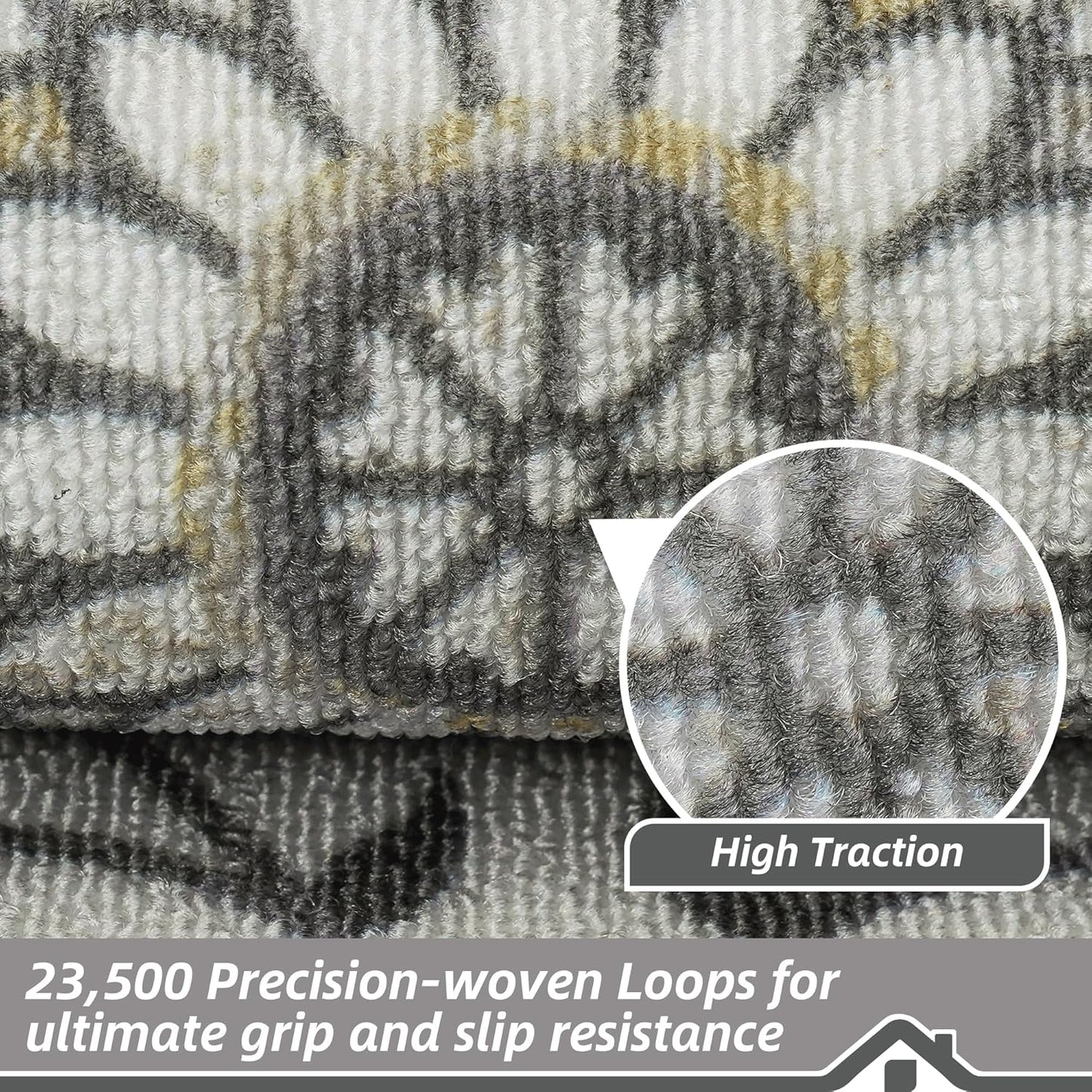 BEQHAUSE Stair Treads for Wooden Steps Non-Slip Machine Washable Carpet Stair Treads 8"X30" Soft Indoor Stair Runner for Kids Elders and Pets, 100% Polyester, TPE Backing, 15pcs, Brown/Grey