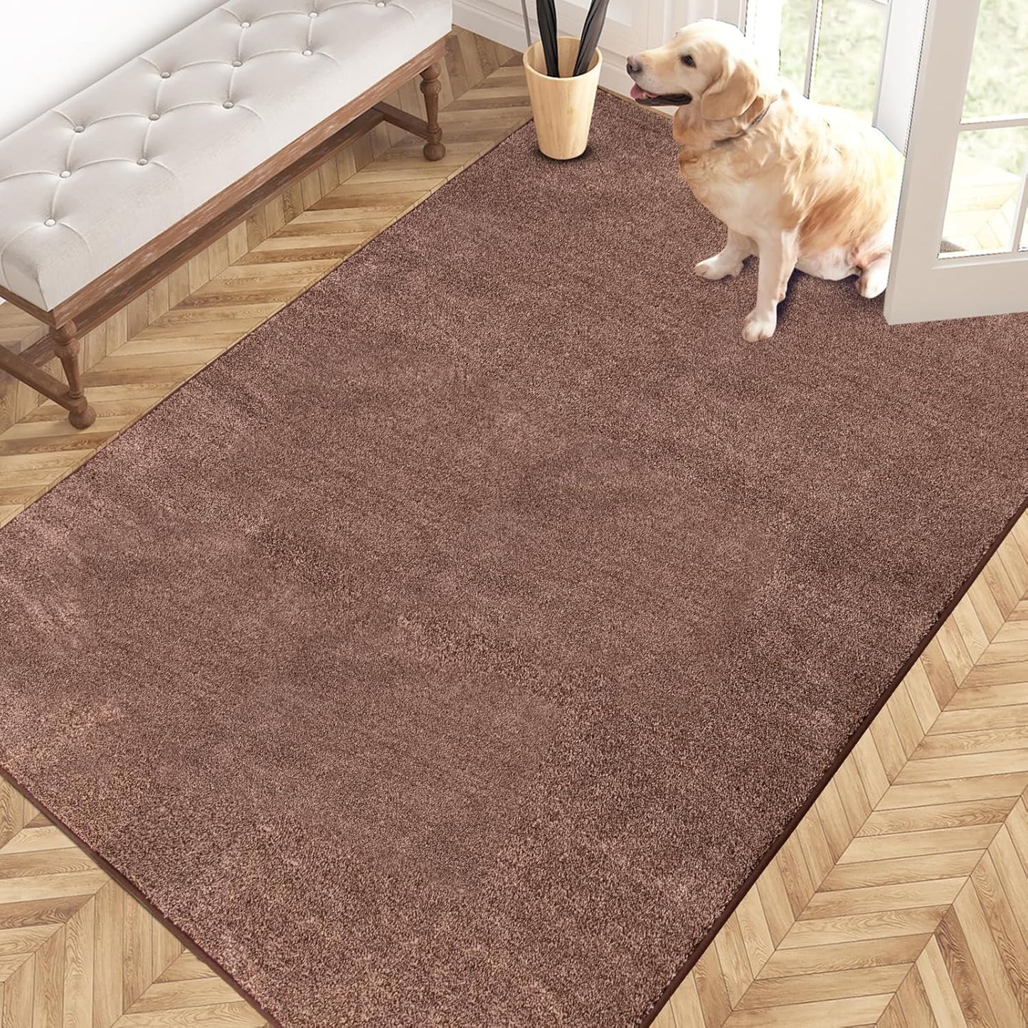 PURRUGS Dirt Trapping Door Mat 20" x 31.5", Non-Slip Machine Washable Entryway Rug, Dog Doormat, Indoor Front Door Mat, Super Absorbent Entry Rug for Muddy Shoes & Paws, Bluish Grey-Black