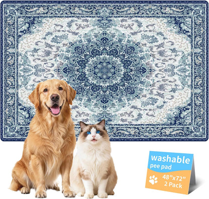 Washable Pee Pads for Dogs, Reusable Puppy Potty Training Pads, Ultra-Absorbent Thick Waterproof Leak-Proof Non-Slip Pads & Mat for Crate, Playpen, Floor, Whelping & Housebreaking , 2 Pack 18"x24"