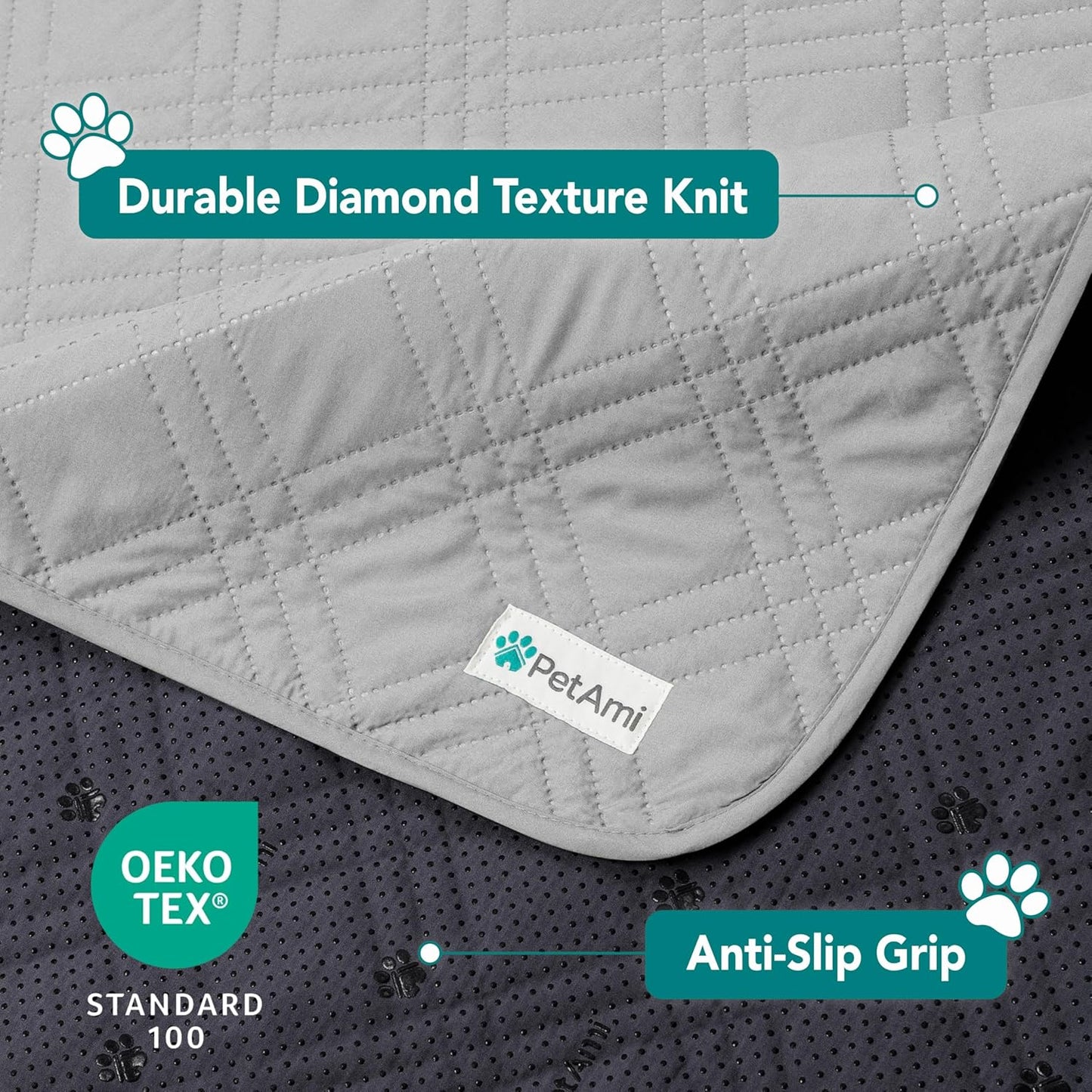 PetAmi Waterproof Couch Cover for Dogs, Reversible Furniture Cover Sofa Protector for Pet Cat Bed, Washable Blanket Dog Cover for Couch Seat, 52x82 Gray