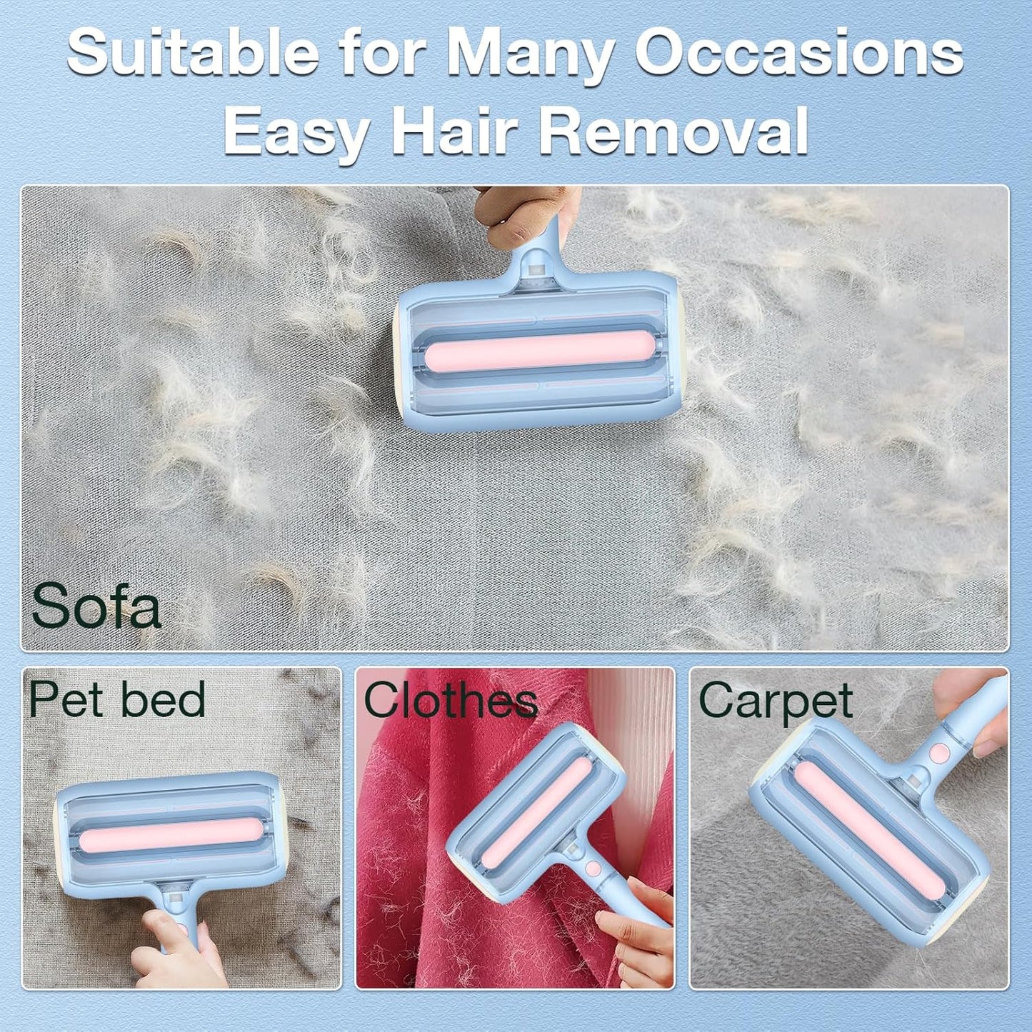 Pet Hair Removal Tool: New Upgraded Pet Hair Remover with Fur Bin-Reusable Lint Roller for Pet Hair-Cat and Dog Hair Remover for Couch, Furniture, Carpet, Clothes, Car Seat - Essential for Pet Owners