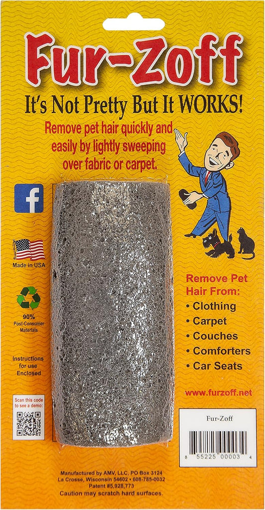 Fur-Zoff Pet Hair Removal Tool for Carpet, Car, Rugs, Bedding, Clothing, Cat and Dog hair removal, Automotive Interior Detailing,gray