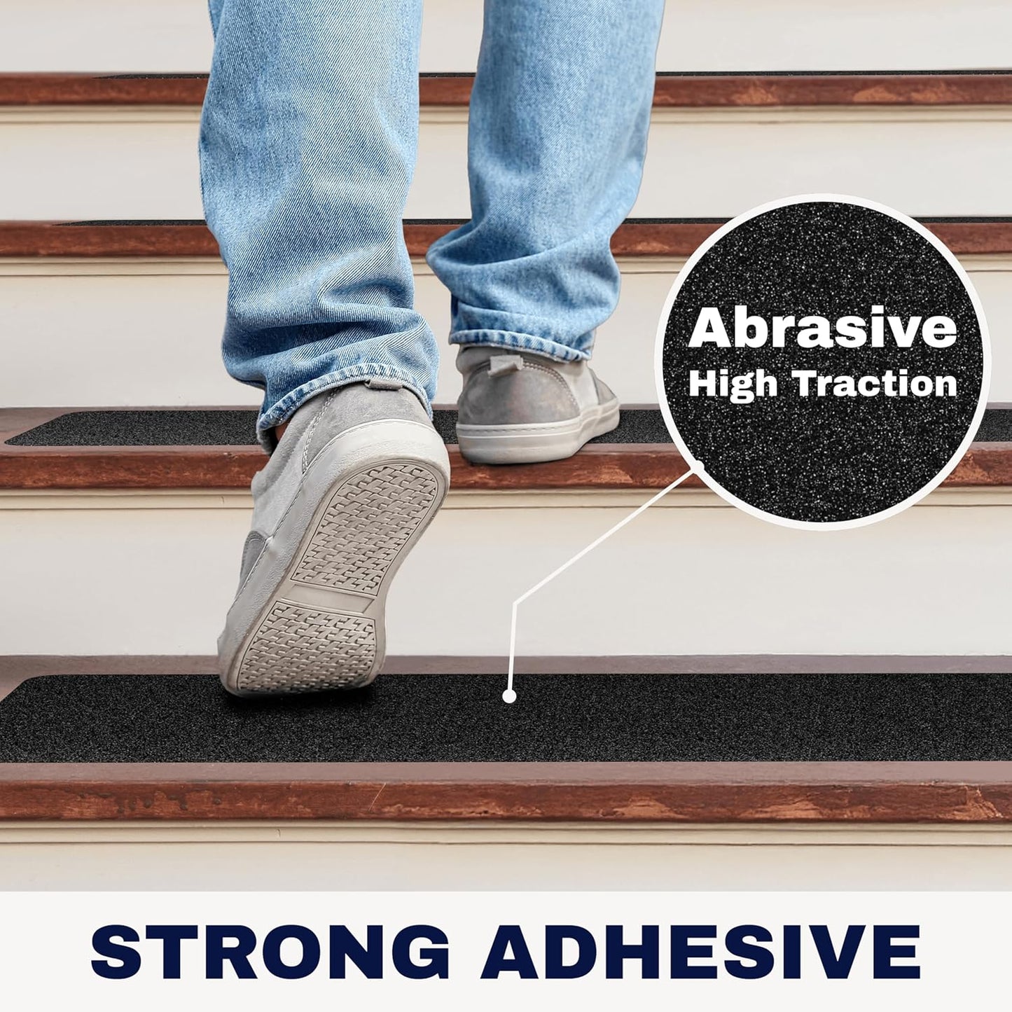 Clear Non Slip Stair Treads for Wooden Steps Indoor 30"x6" – 15-Pack Peel Stick Stair Treads – Self Adhesive Transparent Step Covers – Stair Grip Tape for Dogs, Kids – by STEPCORE