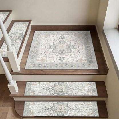 sarben Non Slip Stair Treads for Wooden Steps 15PCS - 8"x30" Indoor Safety Carpet, Edging Mats with TPE Adhesive Backing, Pet and Elderly Friendly Stair Rugs (Taupe) - Colors A