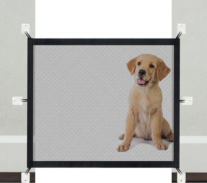 NWK Magic Dog Gate for Stairs Pet Gate for The House Providing a Safe Enclosure for Pets to Play and Rest, 6 Hooks Design (30'' X 43'')