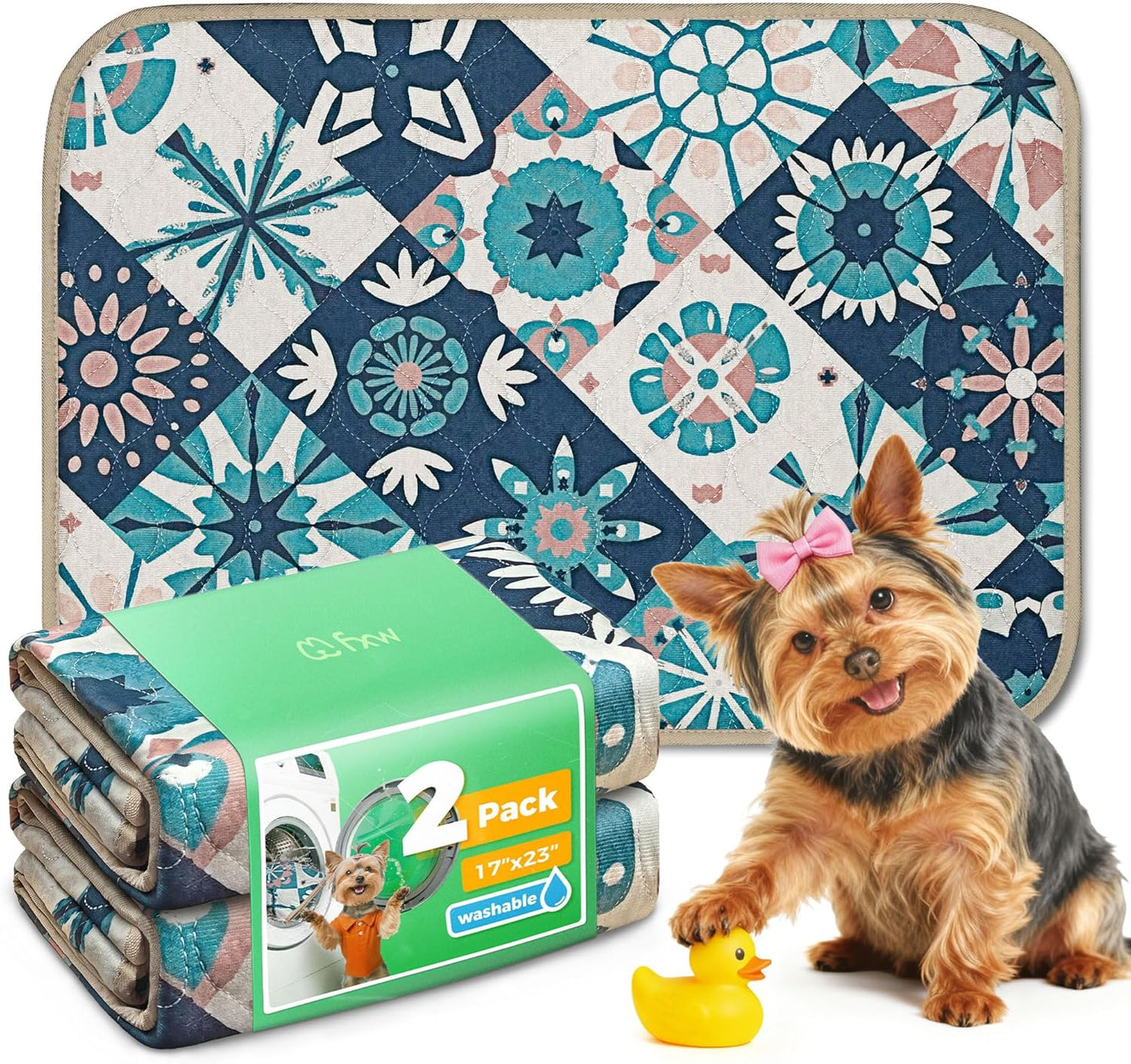 FXW Washable Pee Pads for Dogs, Puppy Pads with Super Absorbent, Specifically Designed for FXW Rollick/Homeplus 24inch 6 Panels Dog Playpen, 39" x 63" Rectangle, Khaki, 1 Pack