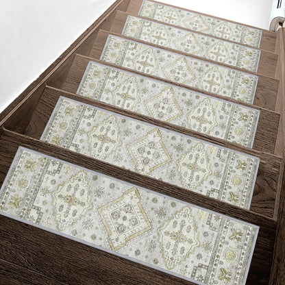 sarben Non Slip Stair Treads for Wooden Steps 15PCS - 8"x30" Indoor Safety Carpet, Edging Mats with TPE Adhesive Backing, Pet and Elderly Friendly Stair Rugs (Taupe) - Colors B