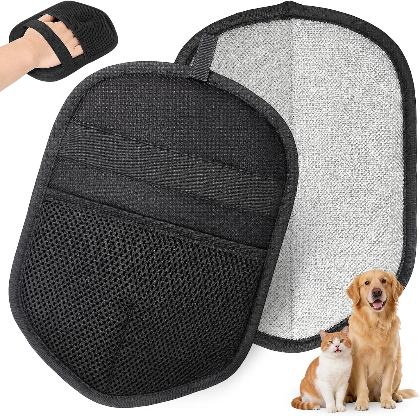 Pet Hair Removal Gloves, Reusable Electrostatic Grooming Mitt for Dogs & Cats, Effective Fur Remover for Furniture, Carpet, Clothing, Car Seats,1 Pack