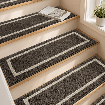 COSY HOMEER Soft Stair Treads Non-Slip Carpet Mat 28inX9in Indoor Stair Runners for Wooden Steps,Stair Rugs for Kids and Dogs, 100% Polyester TPE Backing 4pcs,Beige