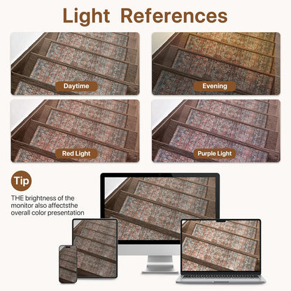 sarben Non Slip Stair Treads for Wooden Steps 15PCS - 8"x30" Indoor Safety Carpet, Edging Mats with TPE Adhesive Backing, Pet and Elderly Friendly Stair Rugs (Taupe) - Colors B