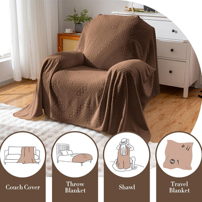 Waterproof Couch Cover, Reversible, Pet-Friendly, Washable and Anti-Slip Couch Covers for Sofa Protection with 3 Cushions, Sofa Slipcovers for Dogs and Cats (71×118in/Brown)