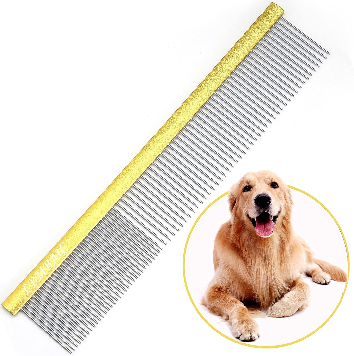 Metal Dog Grooming Comb for Shedding Tangles,Knots,Mats.Dog Combs With Long Wide Tooth for Long Thick Curly Hair Metal Pet Comb for Poodles and Goldendoodles Dematting.7.5INCHES.(Blue)