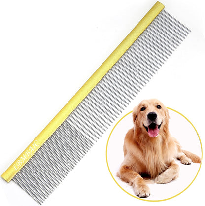 Metal Dog Grooming Comb for Shedding Tangles,Knots,Mats.Dog Combs With Long Wide Tooth for Long Thick Curly Hair Metal Pet Comb for Poodles and Goldendoodles Dematting.7.5INCHES.(Blue)