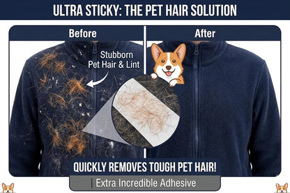 Extra Sticky Lint Roller for Pet Hair (600 Sheets) — 6-Pack, Straight-Cut Sheets, Ergonomic Navy Handles — Cat & Dog Hair Remover for Clothes, Furniture & Car