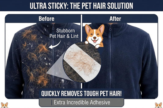Extra Sticky Lint Roller for Pet Hair (600 Sheets) — 6-Pack, Straight-Cut Sheets, Ergonomic Navy Handles — Cat & Dog Hair Remover for Clothes, Furniture & Car