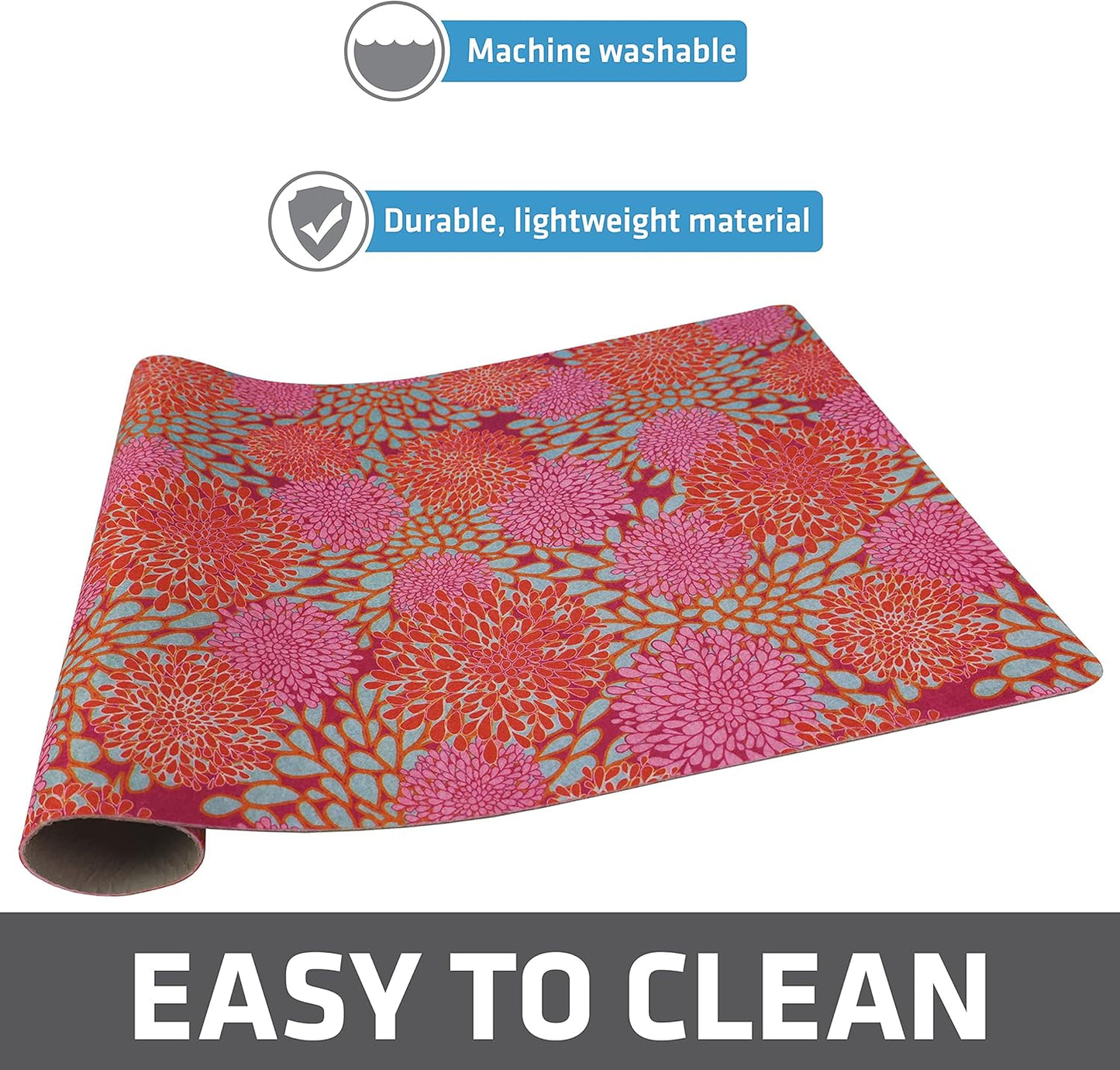 Drymate Pet Bowl Placemat, Dog & Cat Food Feeding Mat - Absorbent Fabric, Waterproof Backing, Slip-Resistant - Machine Washable/Durable (USA Made) (12” x 20”) (Indigo)