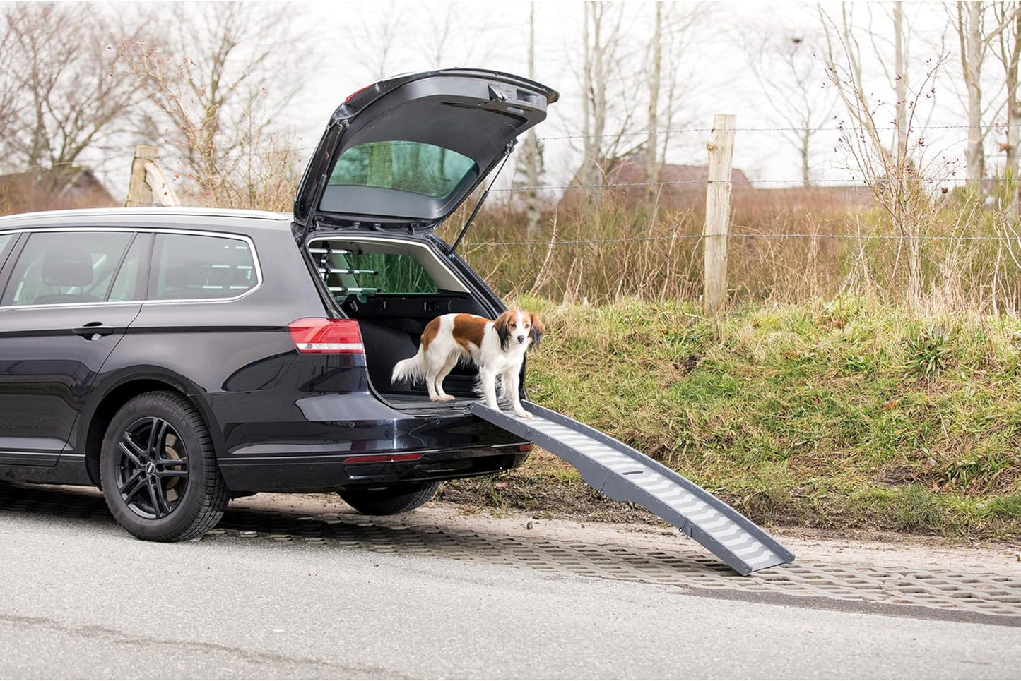 Trixie Folding Dog Ramp with Non-Slip Surfaces - Pet Ramp for Large Cars and SUVs - Foldable, Easy to Store and Clean - in Black