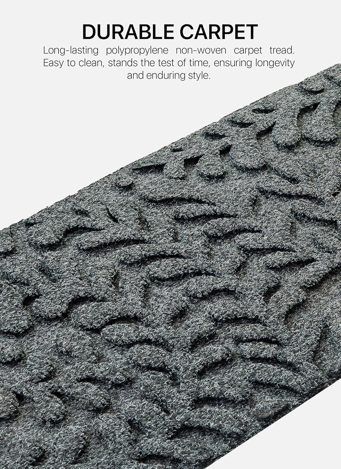 FINEHOUS Outdoor Stair Treads Non-Slip 35”x10” (6-Pack) – Carpet Treads with Rubber Backing Diamond Grey
