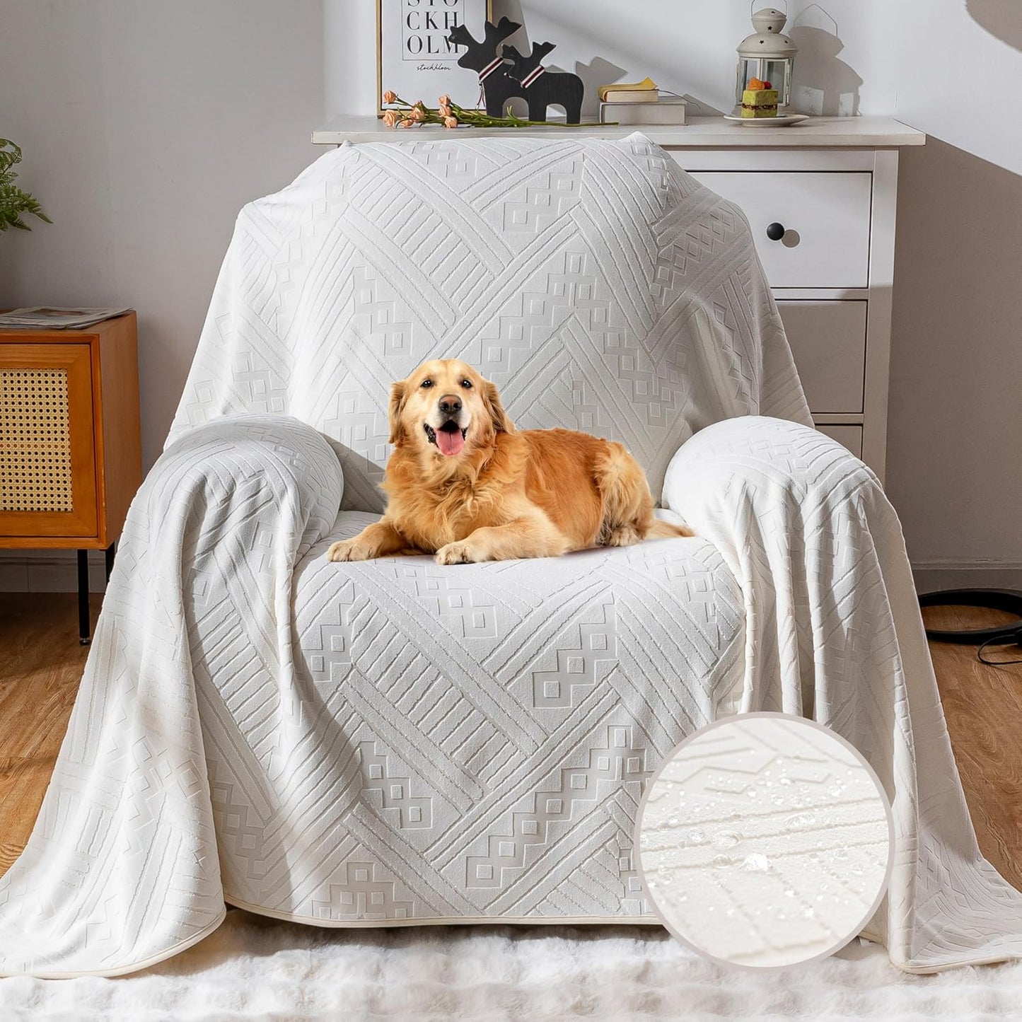 Waterproof Couch Cover, Reversible, Pet-Friendly, Washable and Anti-Slip Couch Covers for Sofa Protection with 3 Cushions, Sofa Slipcovers for Dogs and Cats (71×118in/Brown)