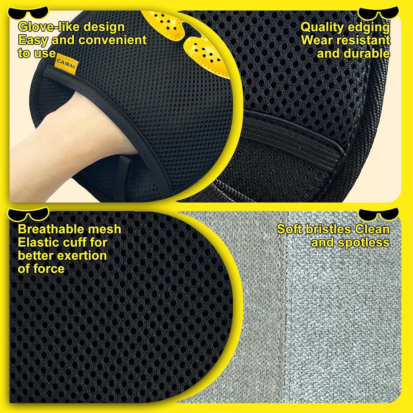Electrostatic Pet Hair Removal Gloves: Quick Wiping - Reusable & Washable for Sofa Clothing Pet Beds Effortless Cats & Dogs Hair Remover for Busy Pet Owners (1pcs-Black)