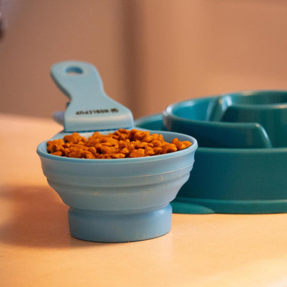 MeasureMate Pet Food Scoops with Bag Clip for Dog and Cat - 3-in-1 Multi-Function Collapsible Food Measuring Cup - 1 Cup Capacity, 8oz, Green - Dishwasher Safe