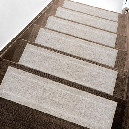 sarben Non Slip Stair Treads for Wooden Steps 15PCS - 8"x30" Indoor Safety Carpet, Edging Mats with TPE Adhesive Backing, Pet and Elderly Friendly Stair Rugs (Taupe) - Colors A