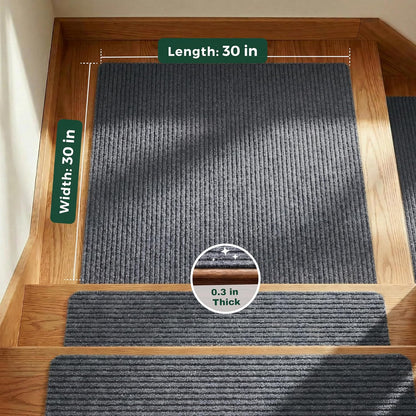 MBIGM 8" X 30" (15 in Pack) Nonslip Carpet Stair Treads Non-Skid Safety Rug Slip Resistant Indoor Runner for Kids Elders & Pets with Reusable Adhesive - Brown - Non Slip Stair Treads Indoor