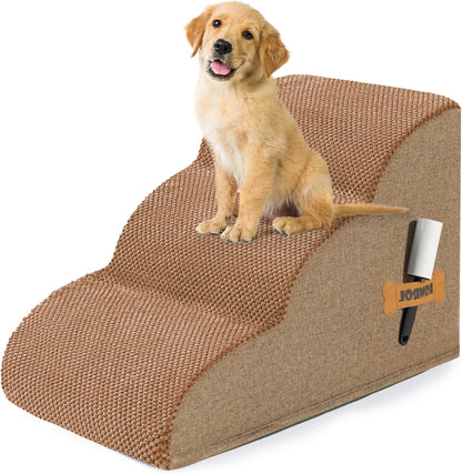 Romrol Dog Stairs Ramp for High Beds Couches, High Density Foam Pet Steps with Durable Non-Slip Waterproof Fabric Cover, Dog Stairs for Small Dogs or Cats or Pets, 5-Step, 22 Inch, Grey