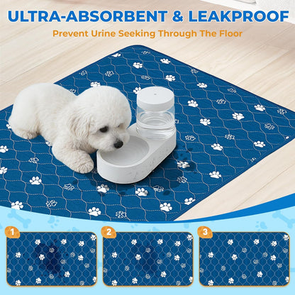 Fostanfly Washable Pee Pads for Dogs, 2 Pack Large 36"x41" Ultra-Absorbent and Leak-Proof Non-Slip Reusable Potty Training Pads for Dogs, Cats, Puppy, Potty Training of Add 8 Lanyards