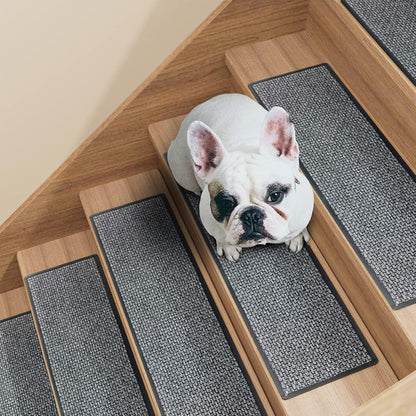 Stair Treads Carpet 4 pcs for Wooden Steps with Non Slip Rubber Backing, 100% Polyester Soft Stairs Resistant Indoor Skid Runner Safety Rugs for Kids Elders and Pets 30" * 8" (Dark Gray)