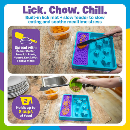 Brightkins Circle Slow Feeder and Lick Mat, Outdoor Puzzle Board, Interactive Dog Toys, Dog Birthday, Enrichment Bowls, Puppy Teething and Chewing, Stimulating Automatic Feeder