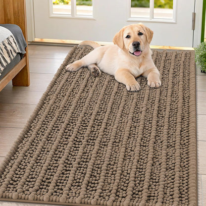 Smiry Dog Door Mat for Muddy Paws 30x20, Extra Soft Absorbent Chenille Doormat, Trap Moisture and Dirt, Non-Slip Machine Washable Front Door Mat for Indoor Entrance Inside Floor, Grey