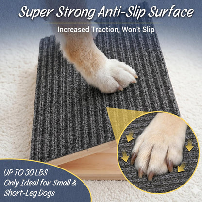 Dog Ramp for Stairs 2 Pack - Adjustable Wooden Stair Wedges for Small Dogs, Foldable Indoor Dog Stair Ramp with Triangular Support and Non-Slip Pads for Senior and Short-Legged Pets