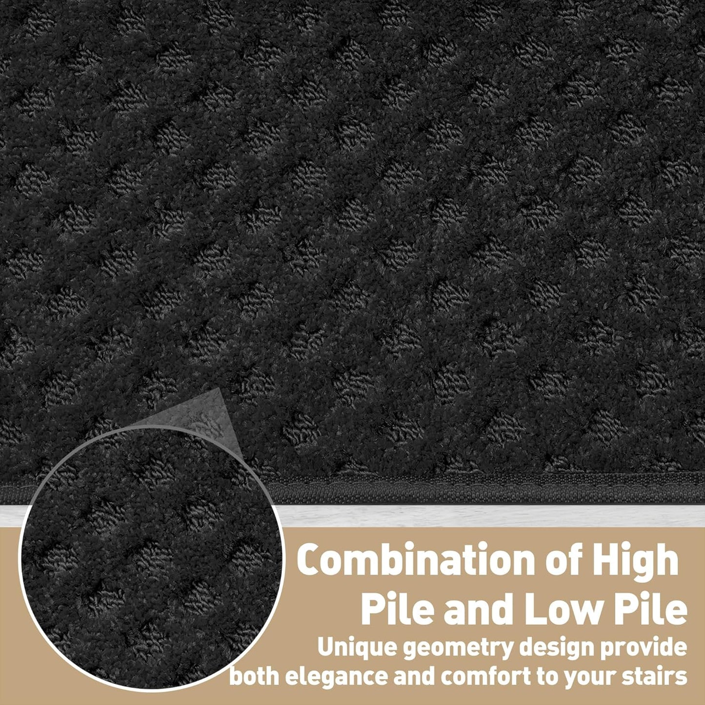 PURE ERA Bullnose Carpet Stair Treads Set Tape Free Non-Slip Indoor Stair Protectors Pet Friendly Rugs Covers Soft Skid Resistant Washable Reusable 9.5" x 30"(14 Pieces,Cream Gray)