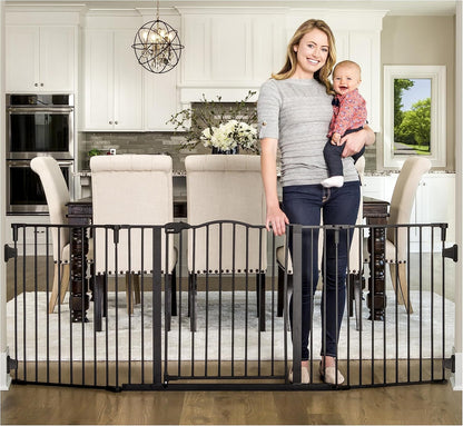 Regalo Safety 28"-76” Super Wide Configurable Baby Gate for Doorways & Open Spaces, 3-Panel Wall Mounted Safety Gate with Door for Babies, Toddlers & Pets, Includes Wall Mount Hardware