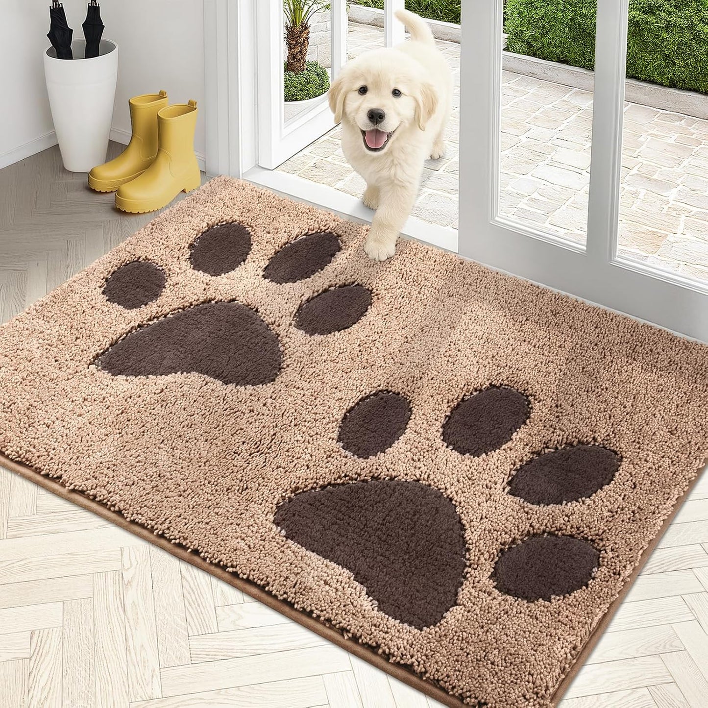PURRUGS Dirt Trapping Door Mat 20" x 31.5", Non-Skid/Slip Machine Washable Microfiber Entryway Rug, Dog Doormat, Super Absorbent Welcome Mat for Muddy Wet Shoes and Paws, Grey