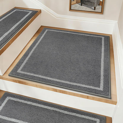 COSY HOMEER Soft Stair Treads Non-Slip Carpet Mat 28inX9in Indoor Stair Runners for Wooden Steps,Stair Rugs for Kids and Dogs, 100% Polyester TPE Backing 4pcs,Beige