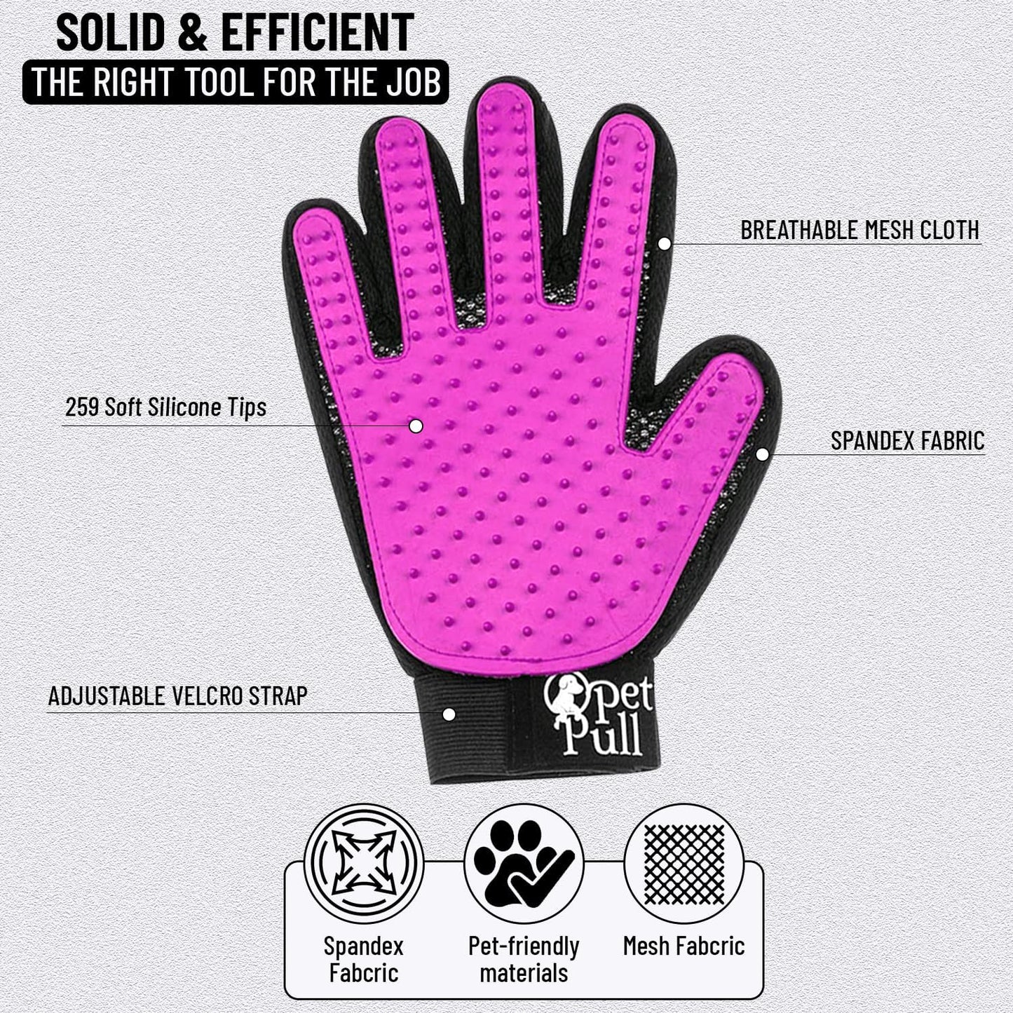 Pet Grooming Gloves with 259 Silicone Tips - Pet Hair Removal Tool Gentle Shedding Dog Washing Gloves - Deshedding Brush Hair Remover Mitts for Dogs & Cats for Long and Short Hair (Green)