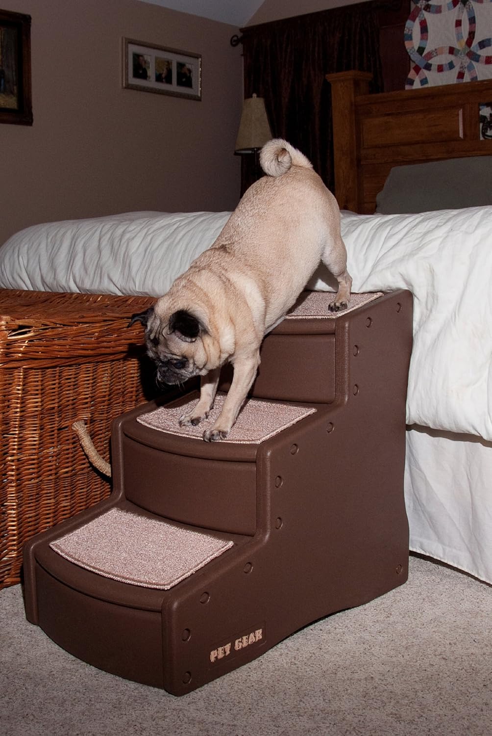 Pet Gear Easy Step III Pet Stairs, 3 Step for Cats/Dogs, Removable Washable Carpet Treads, for Pets Up to 150lbs, No Tools Required, Available in 9 Colors, Coffee Bean