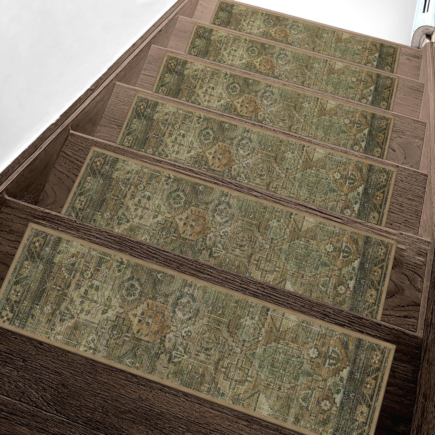sarben Non Slip Stair Treads for Wooden Steps 15PCS - 8"x30" Indoor Safety Carpet, Edging Mats with TPE Adhesive Backing, Pet and Elderly Friendly Stair Rugs (Taupe) - Colors B