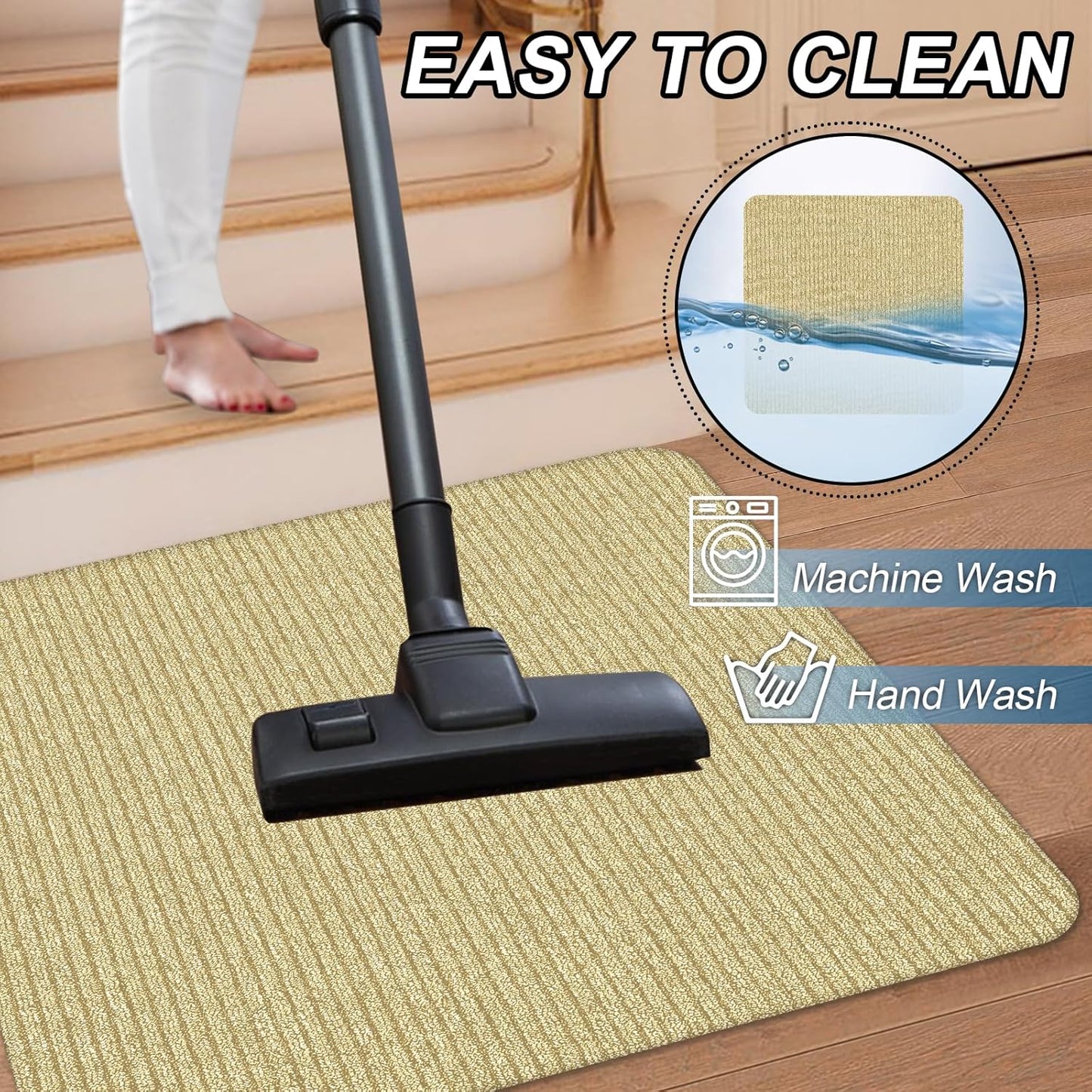 Stair Treads for Wooden Steps Carpet, Non-Slip Stair Runner Indoor Outdoor Stair Tread Mats Covers Pads, 19" x 31"Matching Landing Step Runner for Elders, Kids and Dogs (19" x 31", Black)
