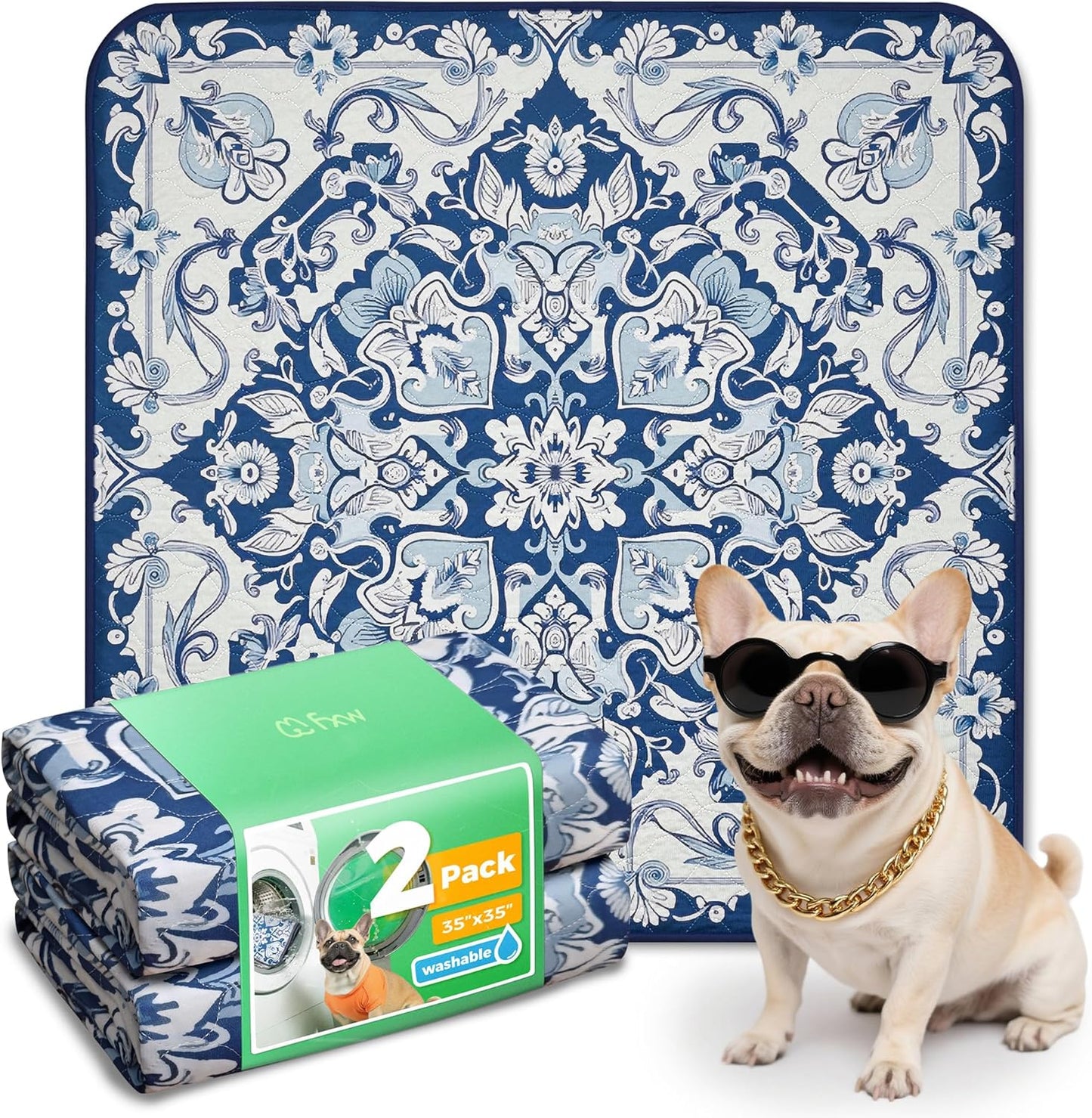 FXW Washable Pee Pads for Dogs, Puppy Pads with Super Absorbent, Specifically Designed for FXW Rollick/Homeplus 24inch 6 Panels Dog Playpen, 39" x 63" Rectangle, Khaki, 1 Pack