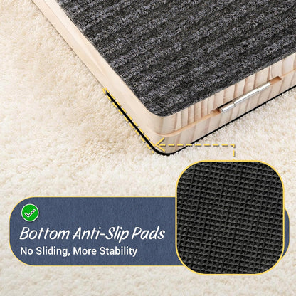 Dog Ramp for Stairs 2 Pack - Adjustable Wooden Stair Wedges for Small Dogs, Foldable Indoor Dog Stair Ramp with Triangular Support and Non-Slip Pads for Senior and Short-Legged Pets
