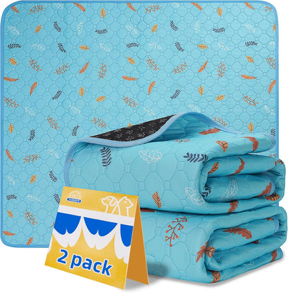 Sunheir Washable Pee Pads for Dogs Large 48" x 48" 2-Pack Reusable Puppy Pads Pet Training Pads, Absorb Dog Mats, Whelping Pad, Non-Slip Protects Against Urine Leakage (Leaves - Deep Grey, 48x48)
