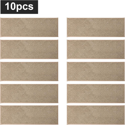 COSY HOMEER Edging Stair Treads Non-Slip Carpet Mat 28inX9in Indoor Stair Runners for Wooden Steps, Edging Stair Rugs for Kids and Dogs, 100% Polyester TPE Backing (7pc, Beige)
