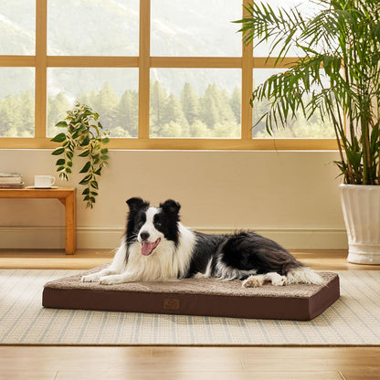Bedsure Dog Beds Large Sized Dog - Comfy Flat Pet Beds with Removable Washable Cover, Orthopedic Egg Crate Foam Puppy Mat, Suitable for Pet Up to 65 lbs