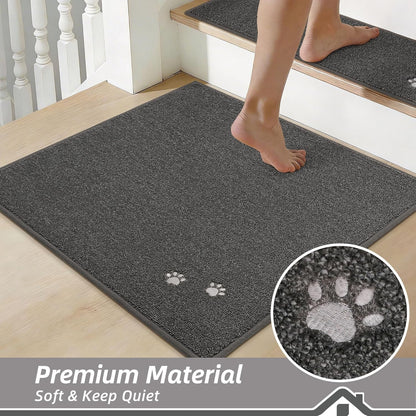 BEQHAUSE Stair Treads for Wooden Steps 28inX9in, Non Slip Carpet Stair Treads Indoor Stair Runners Machine Washable, Soft Stair Rugs Mat Surface Polyester TPE Backing, 4pcs, Charcoal