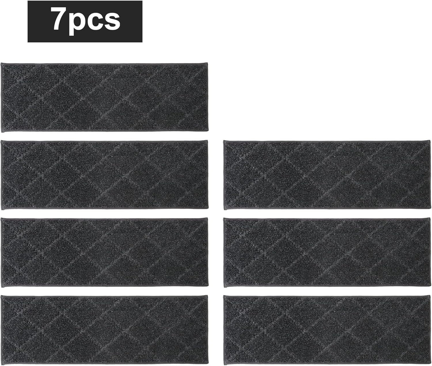 COSY HOMEER Edging Stair Treads Non-Slip Carpet Mat 28inX9in Indoor Stair Runners for Wooden Steps, Edging Stair Rugs for Kids and Dogs, 100% Polyester TPE Backing (7pc, Beige)